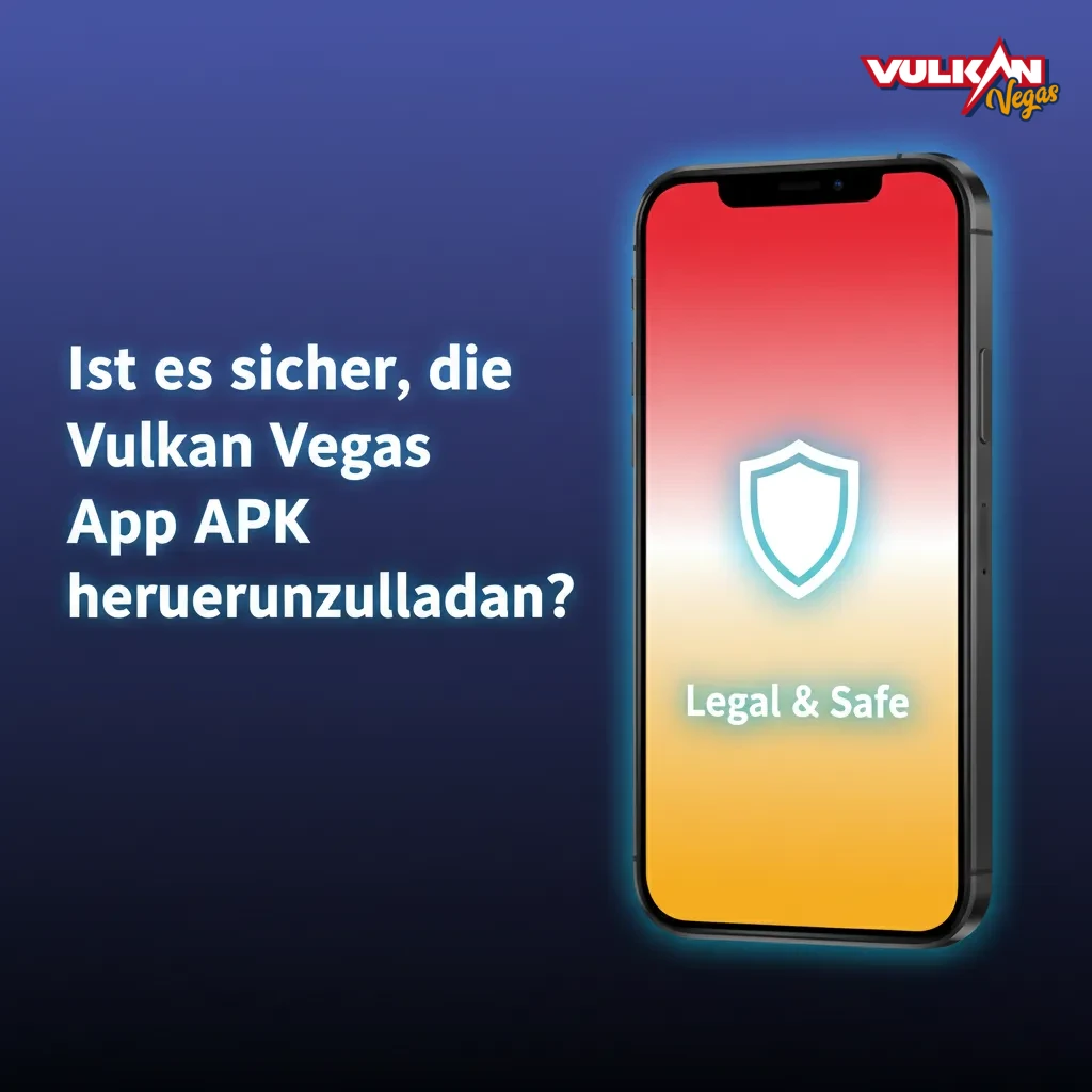 Vulkan Vegas App auf Smartphone; Schloss-/Schild-Icons, SSL, Lizenz, ID- und Altersprüfung für sicheres Spielen.