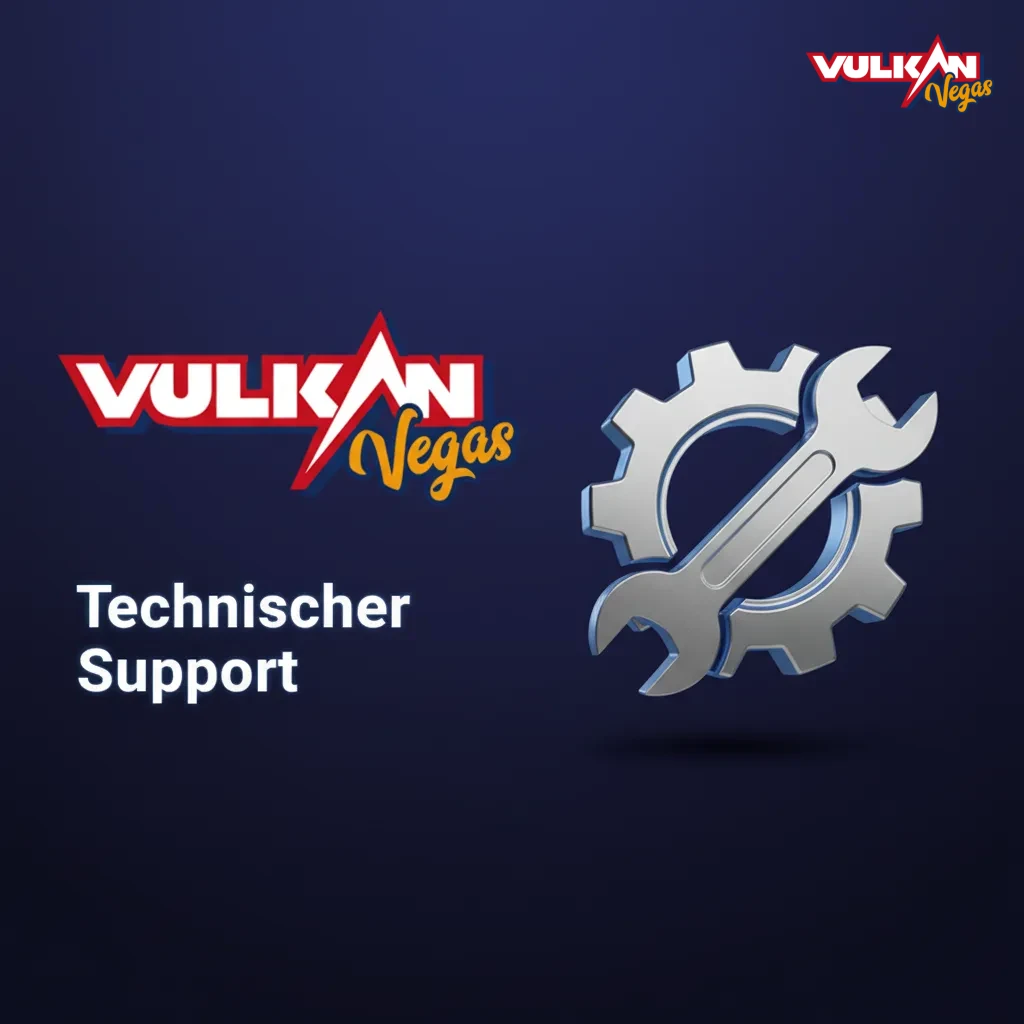 Banner 'Technischer Support' mit Icons für Chat, E‑Mail, Login, Zahlung, Spiel und Uhr für Reaktionszeiten.