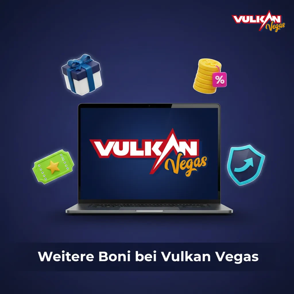 Weitere Boni bei Vulkan Vegas: Wochenend‑Reload, Cashback, Turniere & Drops & Wins, VIP‑Vorteile und Freispiele.