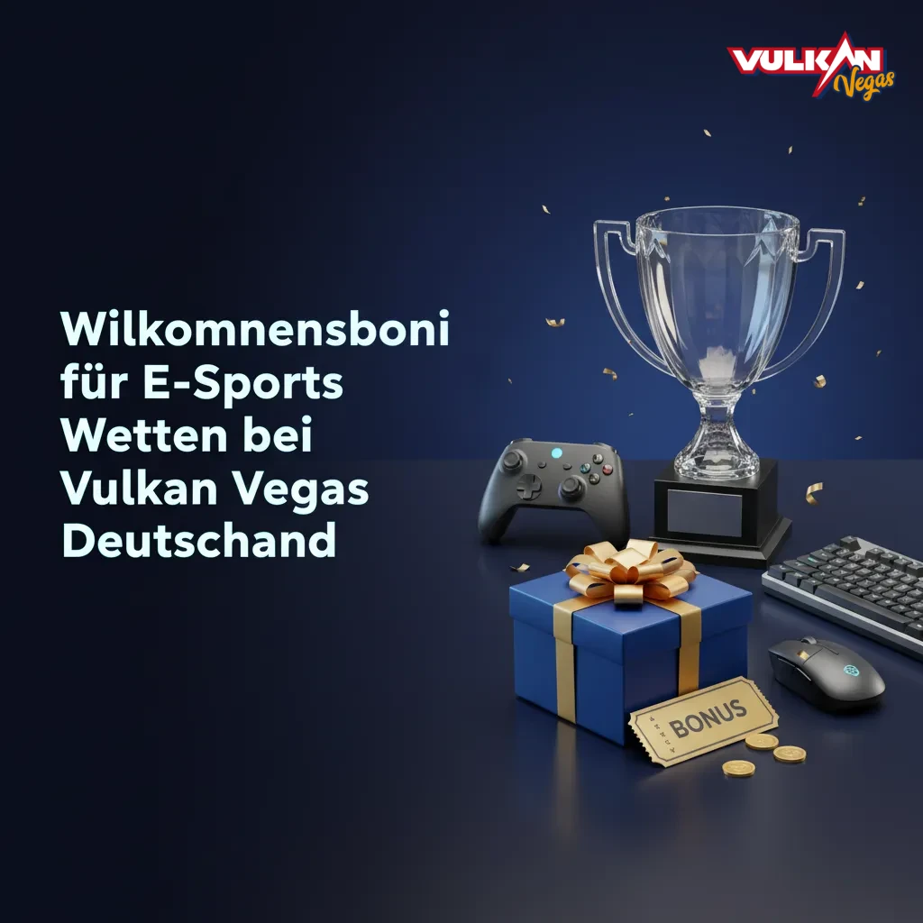 Banner mit Willkommensbonus für E-Sports Wetten bei Vulkan Vegas Deutschland: bis 1.500 € + 150 Freispiele