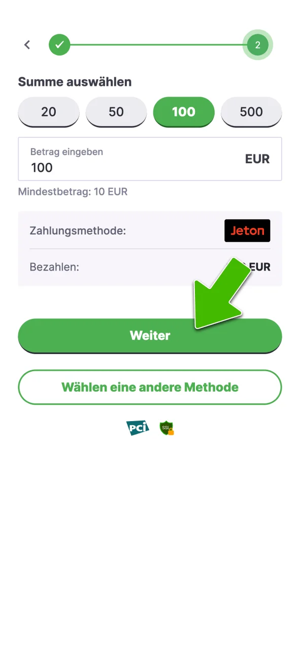Bestätige deine Zahlung bei Vulkan Vegas.