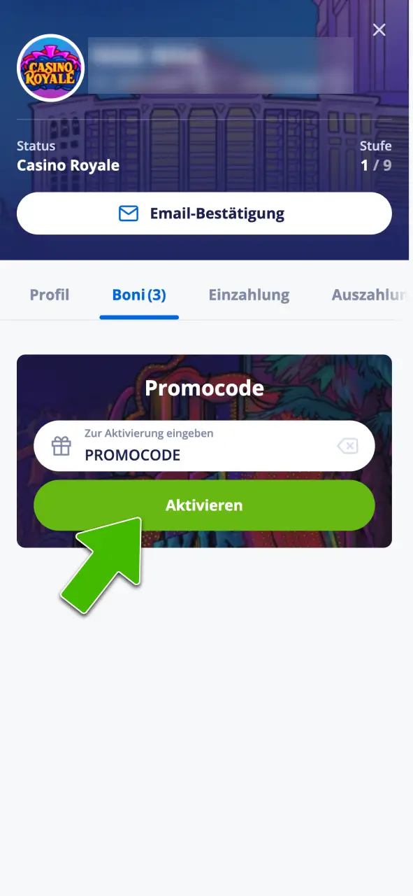 Aktiviere deinen Promo Code bei Vulkan Vegas.