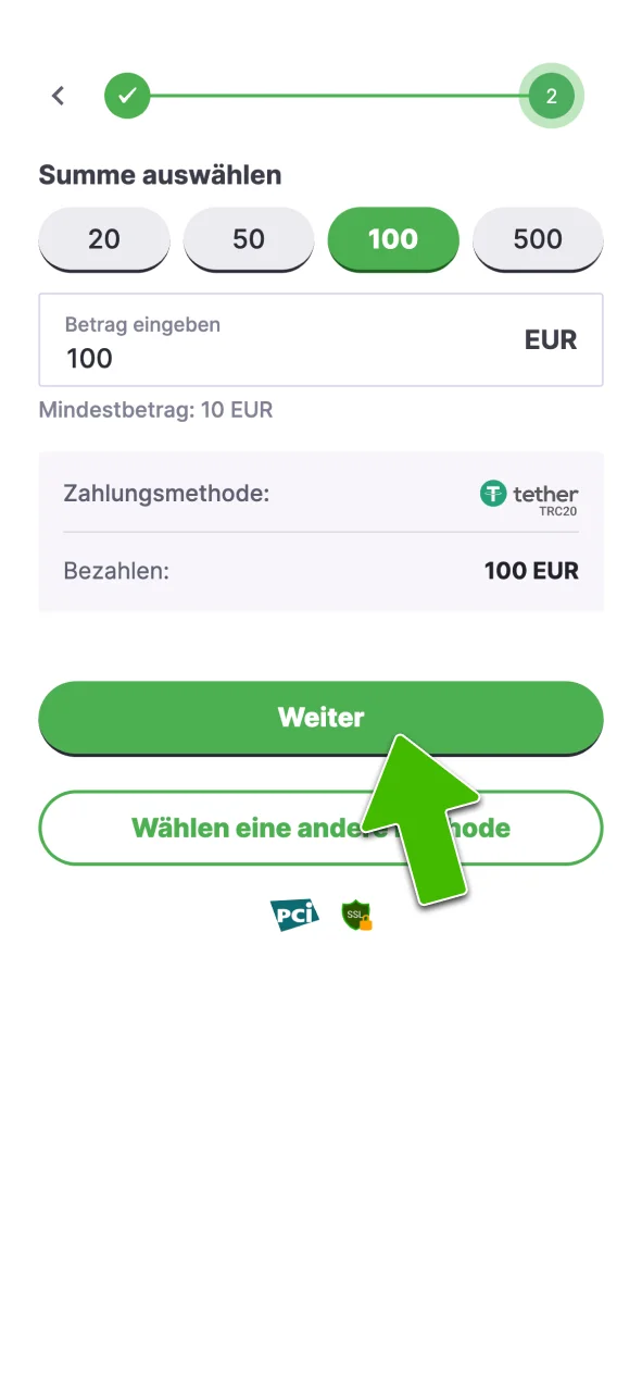 Tätige deine Einzahlung bei Vulkan Vegas.