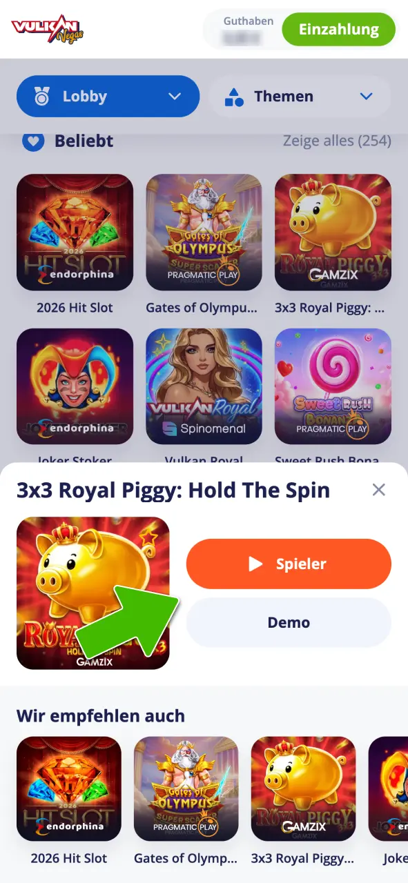 Wähle deinen Spielmodus bei Vulkan Vegas.