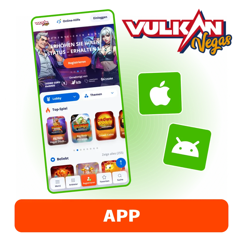 Lade die App von Vulkan Vegas herunter.