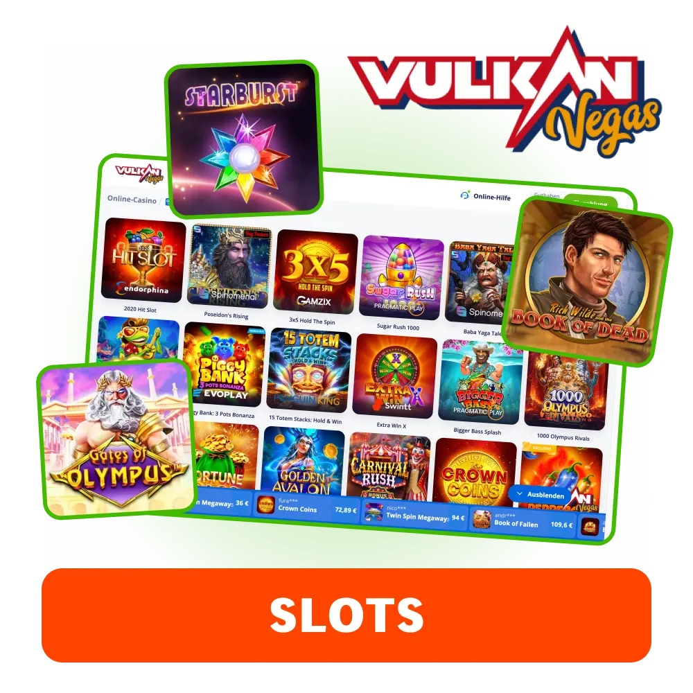 Wähle Slots bei Vulkan Vegas.